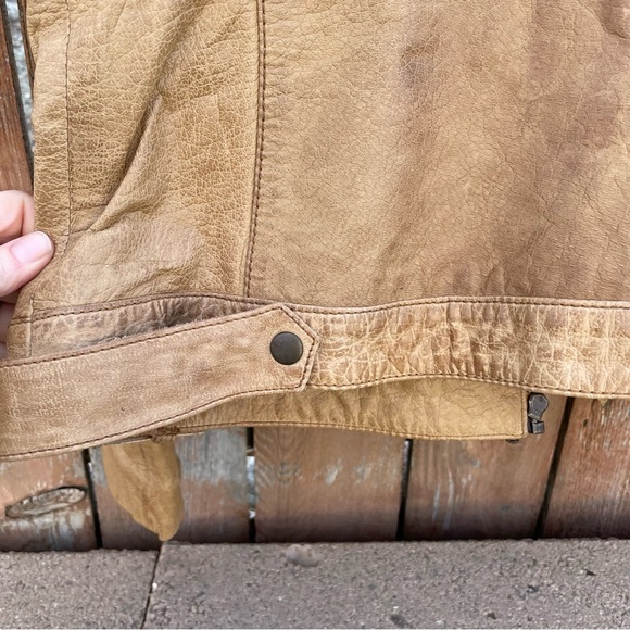 WHETBLU Women’s Tan Leather Moto Bomber Jacket Vintage Size XXL - Picture 14 of 17